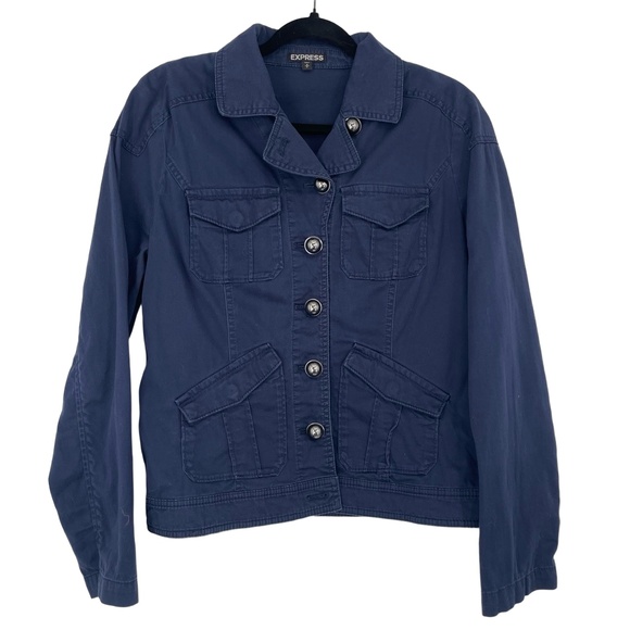 Express Womens Military Style Long Sleeve Button Down Utility Jacket Small - Picture 1 of 10